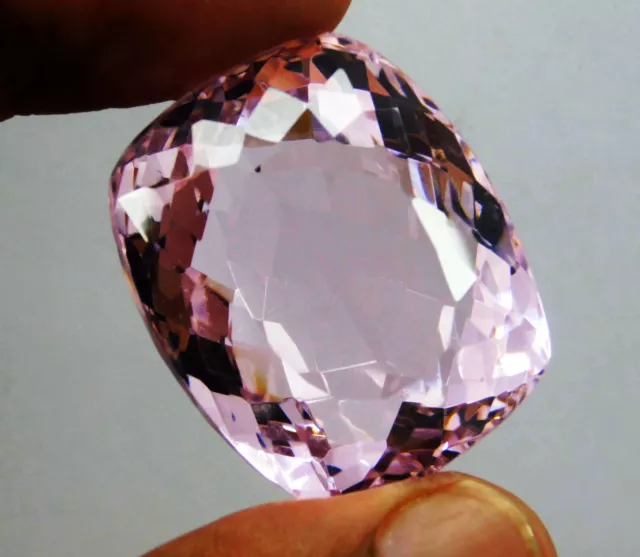 92.70 Cts Cushion Cut Translucent Brazilian Pink Kunzite Loose Natural Gemstone