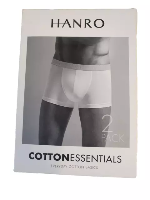 Hanro Men's White Boxer Briefs Grey Trim PK2  Damaged Box 07 3078 Size XL   G4