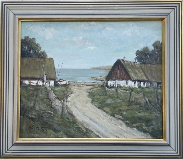 Göte Svensson 1926 Fischerhäuser Am Mar Botes Redes Costa Báltica Suecia