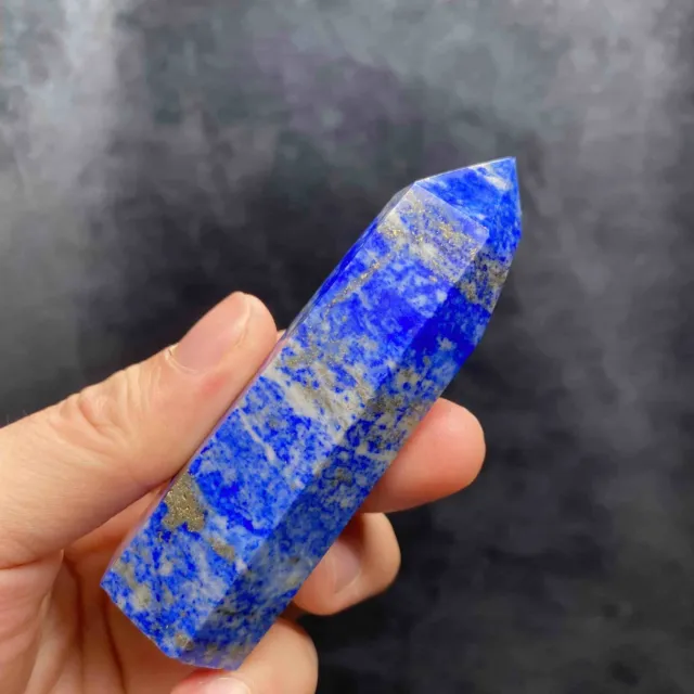 94g/82.3mm Natural Lapis Lazuli Quartz Crystal Wand Point Tower Reiki Healing
