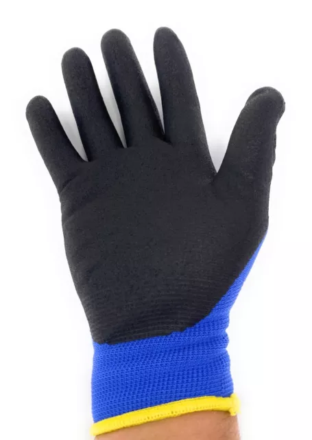 12 Pair  Blue Safety Gloves Latex Coated Grip Cut Resistant