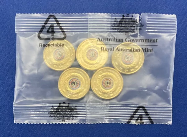 New Unc 2021 $2 Ww2 Ims Ram Mint Bag Two Dollar Rare Coloured Coin -  (10 Coins) 2