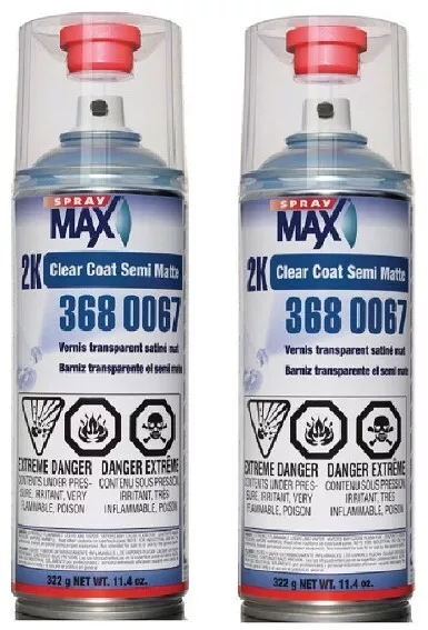 11.4oz Spraymax 2k Satin Clear Coat  Aerosol 3680067 - Car Paint Repair (2 Pack)