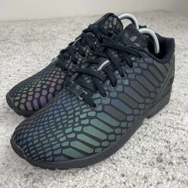 Adidas ZX Flux Xeno Women Size 8 Sneakers Shoes Black Sole Reflective Iridescent