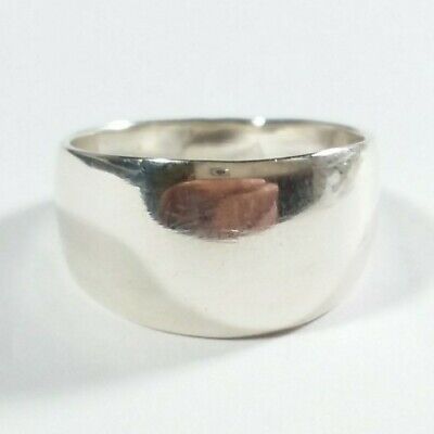 SIGNED AHM 925 STERLING SILVER STURDY WIDE TAPERED 10mm BAND SIZE 9.75 RING 5.6g