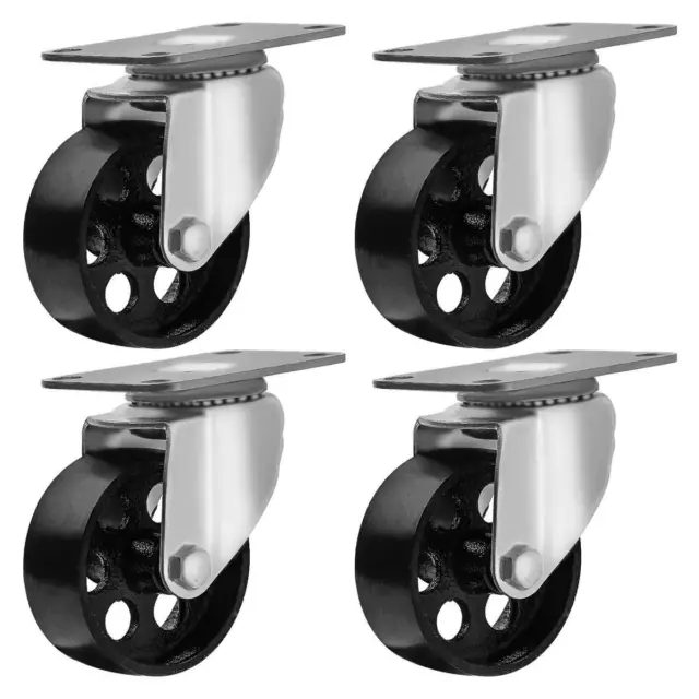 4 All Steel Swivel Plate Caster 3" Wheels Heavy Duty High-gauge Steel