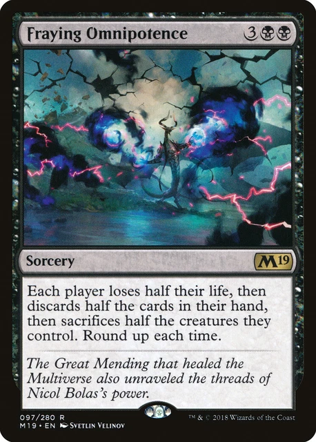 Fraying Omnipotence 1x FOIL M19 MTG Core Set 2019 Rare MINT black Fraying Omnipotence 1x FOIL M19 MTG Core Set 2019 Rare MINT black