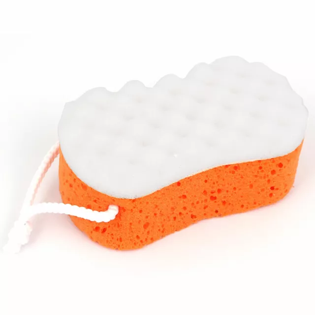 Éponge de bain douche spa Gommage Corps Lavage nettoyage Puff orange blanc