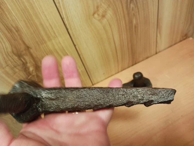 2 Antique Handforged Iron Barn Door Hinges N.S. metal detecting find 1790 farm 16