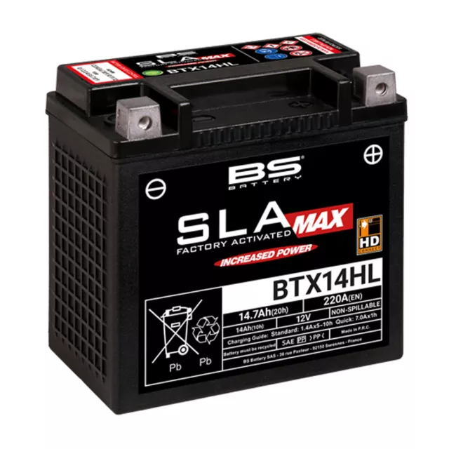 Batteria Bs Battery Sla-Max Btx14Hl Xl 883 L Sportster Low 2005-2010