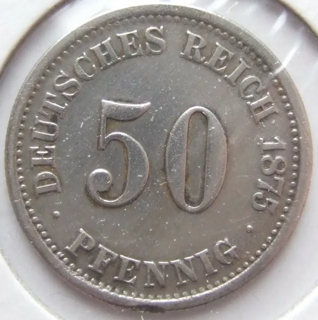 Moneta Reich Tedesco Impero Tedesco Argento 50 Pfennig 1875 F IN Very fine