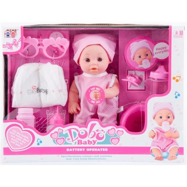 BAMBOLA CON CIUCCIO 32cm con suoni Accessori per la pappa e il
