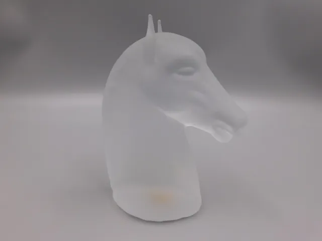 Swedish Reijmyre Frosted Glass 5 1/8" Horse Head Paperweight.