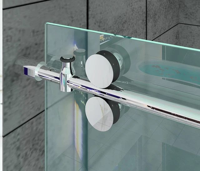 DIYHD Frameless sliding glass shower door track barn shower door hardware kit