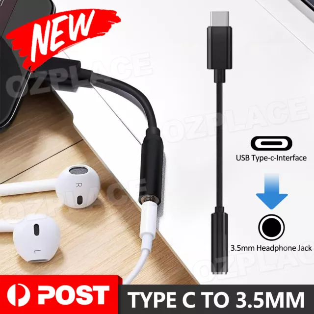 New USB Type C to 3.5mm Headphone Audio Aux Stereo Cable Adapter Jack Earphone