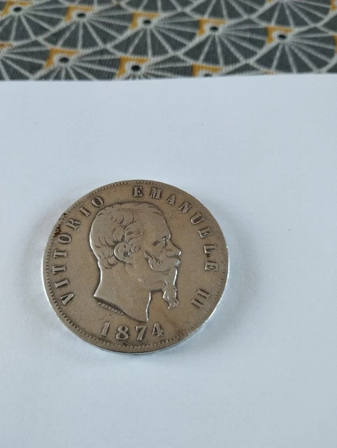 Monnaie Ancienne : 5 Lires Italie 1879 - Erreur De Frappe "FEKT" Sur La Tranche - Collection Numismatique