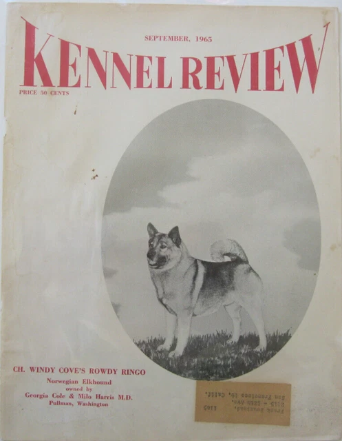 Norwegian Elkhound Ch. Windy Cove Rowdy Ringo Cover of Kennel Review ~ Sept 1965