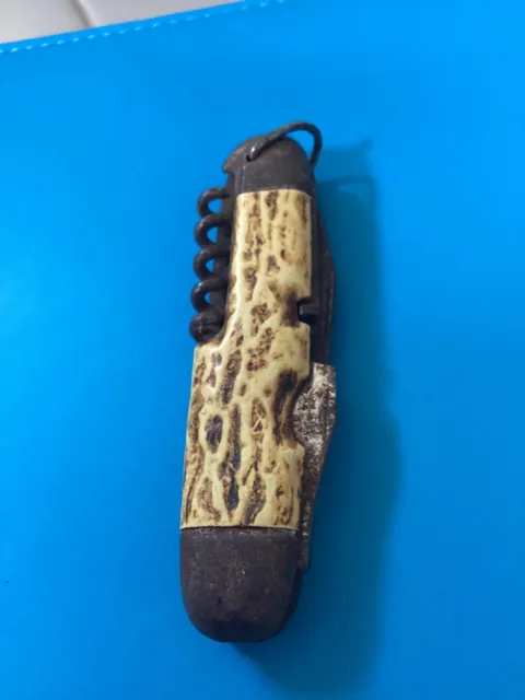 Vintage Antique Original Old  Bone Handle Pocket Knife