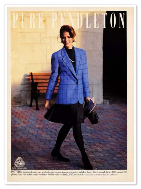 Pendleton Blue Windowpane Wool Blazer Vintage 1992 Full-Page Print Magazine Ad
