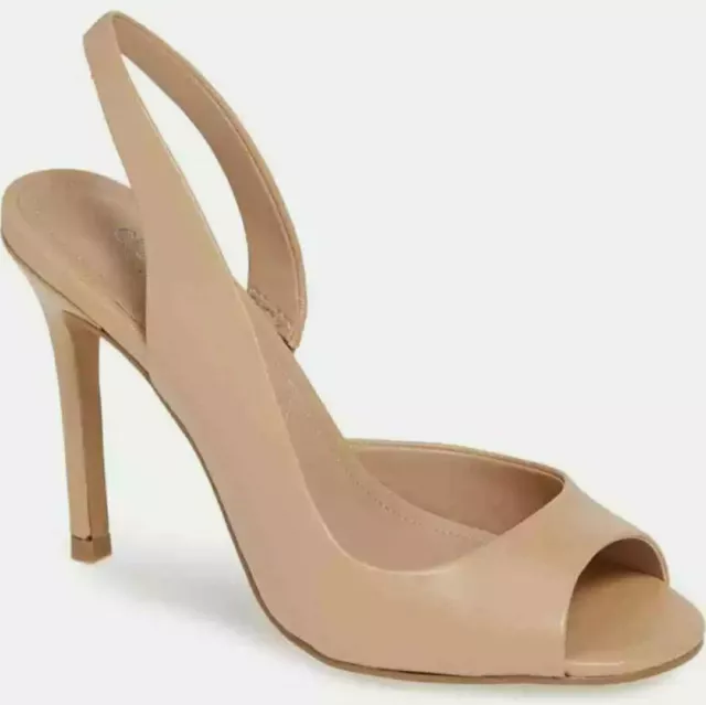 Charles by Charles David Rexx NUDE Leather open Toe Slingback Pump