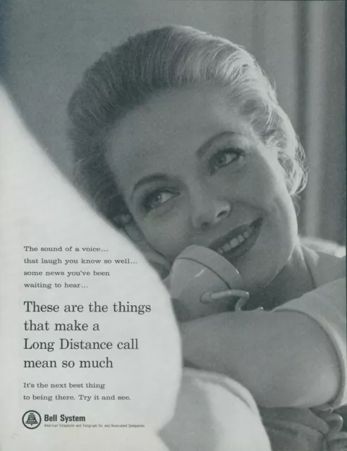 1965 Bell System AT&T Long Distance Means So Much Smiling Woman Print Ad SP9