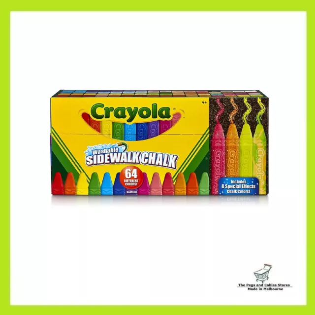 CRAYOLA 51-2064 Washable Sidewalk Chalk, 64ct, Includes Glitter & Neon x 2 pack