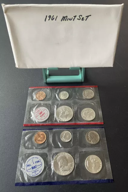 1961 P&D Uncirculated U.S. Mint Set. 90% Silver Half-Dollar, Quarter, and Dime