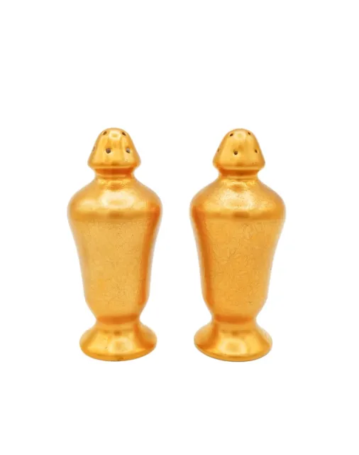 Vintage Pickard Gold Floral Etched Salt & Pepper Shakers (579)
