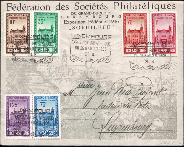 Luxemburg Luxembourg 1936 FDC-Satzbrief Kongress KW:100€