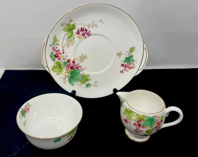 Vintage Royal Doulton Gillian Pattern Milk jug, Sugar bowl and Cake plate 1940s