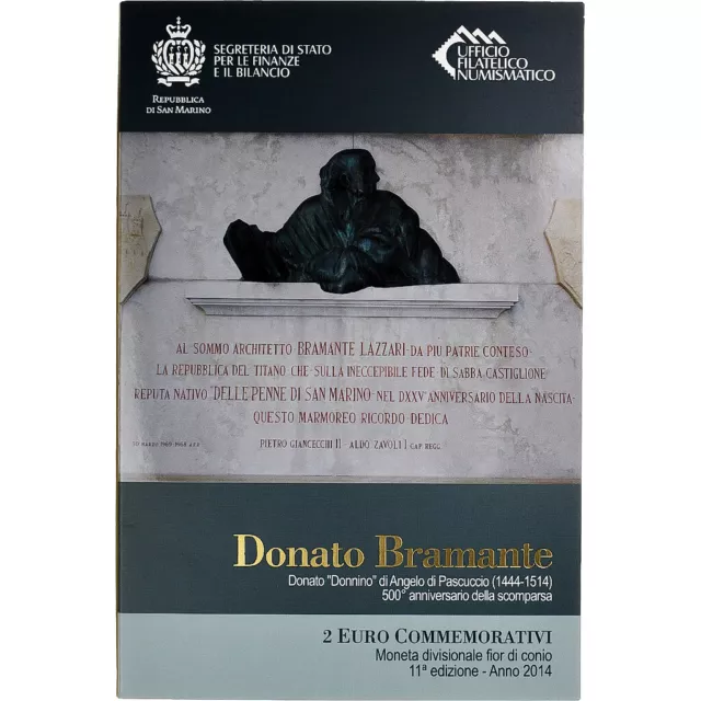 [#1280411] San Marino, 2 Euro, Donato Bramante, 2014, Rome, FDC, FDC, Bimetálico