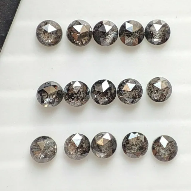 Lote de diamantes sueltos de 0.118 in, 7 piezas, sal y pimienta natural,...