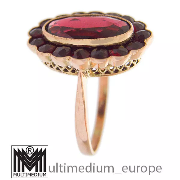 333 Rotgold Granat Ring facettiert geschliffen garnet oval 8ct gold beveled