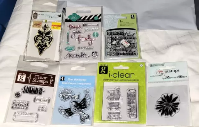 Lot of 7 Clear Stamps 26 Total Stamps Floral Summer Words NEW Lot of 7 Clear Stamps 26 Total Stamps Floral Summer Words NEW