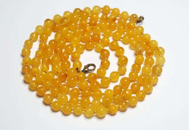 100cm Certified Antique Egg Yolk Butterscotch Natural Baltic Amber Necklace Bead