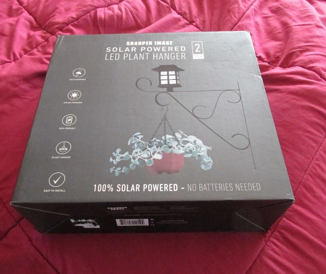 New Sharper Image Solar Powered Plant Hanger Black 2 Pack