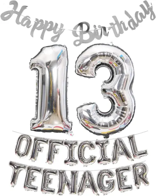 Official Teenager 13th Birthday Decorations Boys Girls, Happy Birthday Banner 13