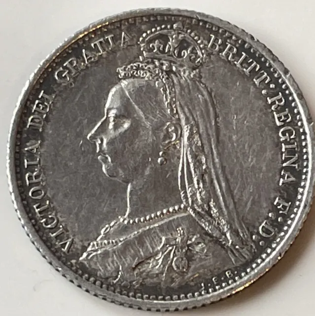 1887 Victoria 6 Pence 0.925 Silver Coin