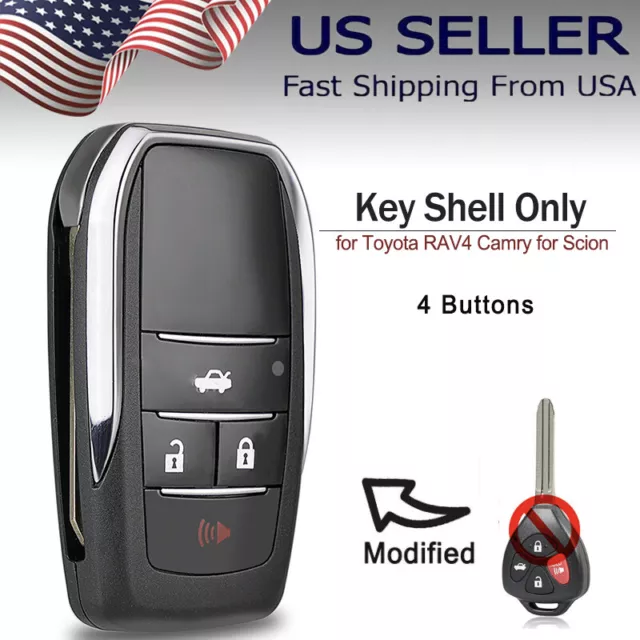 Modified Flip Remote Key Shell Case Fob 4 Button for Toyota RAV4 Camry for Scion