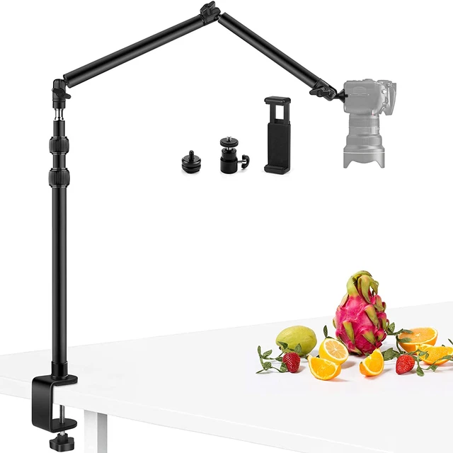 Soporte de montaje de escritorio para cámara con brazo mágico desmontable 24,41, luz de montaje...