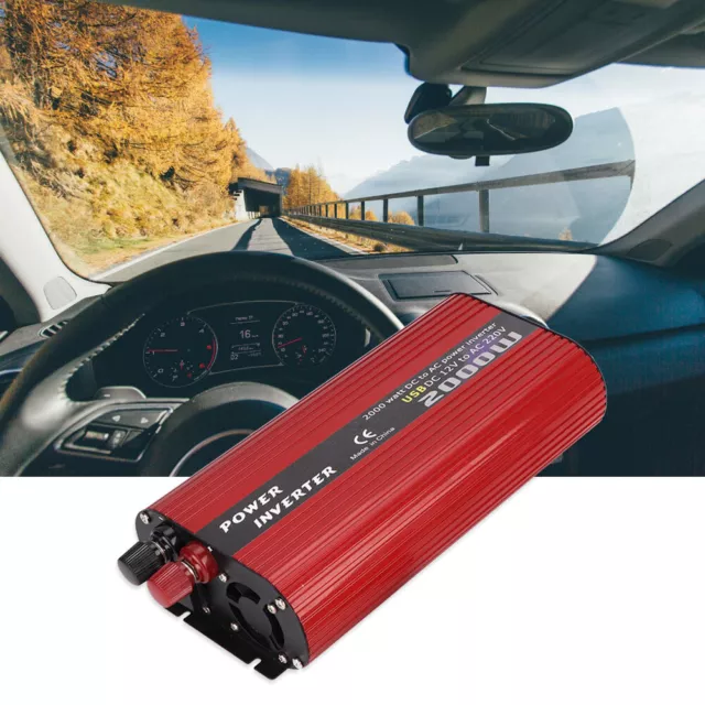 DC 12V To AC 220V 2000W Portable Car Inverter Solar Power Inverter W/Dual USB UK