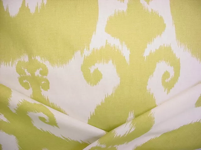 13-5/8Y Kravet Lee Jofa Citron Green Ikat Printed Cotton Upholstery Fabric