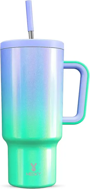 40Oz Tumbler with Handle, Leak-Proof Lid and Straw, Insulated Coffee Mug Stainle