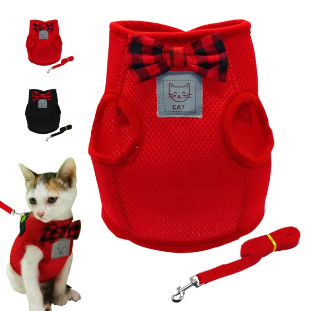 Escape Proof Cat Harness & Leash Set Adjustable Mesh Vest for Kitten Small Dogs