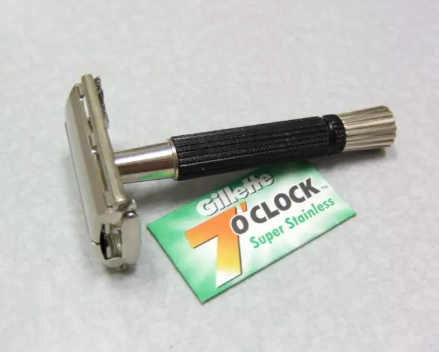 Vintage Gillette U-4 1974 Black Super Speed TTO Flare Tip DE Safety Razor
