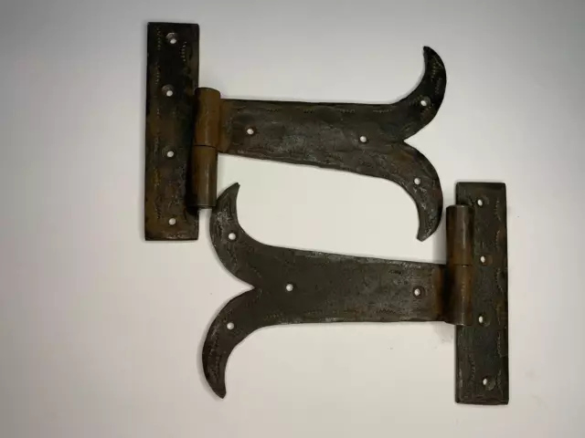 Pair Strong Black Wrought Iron Farm - Hand Forged Beeswax Cottage Door Hinge 7