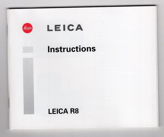 Leica R8 Camera Instruction Manual / User Guide In English 1998
