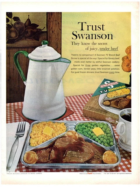 1961 Original Vintage Swanson Tv Dinner Magazine Ad