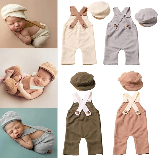 Photoshoot Props Gentleman Costume Hat Overalls Baby Photography Suit