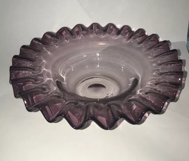 Vintage Purple 10” Ruffled Edge Fruit Bowl Candy Dish Amethyst